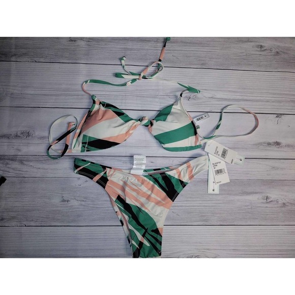 The Bikini Lab 2 Piece‎ Bikini Set white/green Women's size medium - Picture 1 of 6